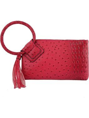 Women's Dark Red Leather Formal Purse Wristlet Wallet Casual Evening Handbag